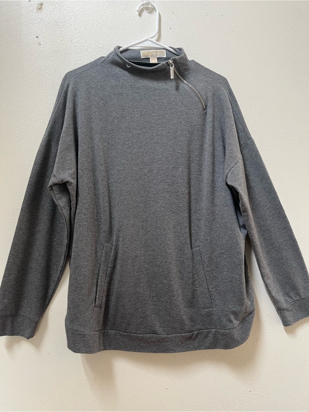 Michael Kors Men's Charcoal Gray Zip-Shoulder Pullover